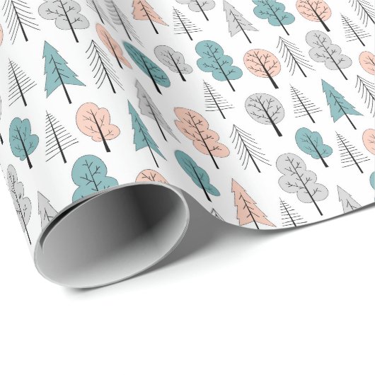 Cute Doodle Forest Pattern Cadeaupapier (Rol Hoek)