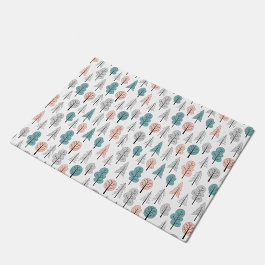 Cute Doodle Forest Pattern Deurmat (Schuin)