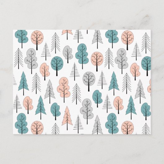 Cute Doodle Forest Pattern Feestdagenkaart (Voorkant)