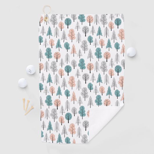 Cute Doodle Forest Pattern Golfhanddoek (Insitu)