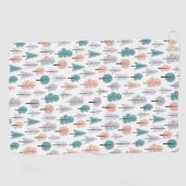 Cute Doodle Forest Pattern Golfhanddoek (Horizontaal)