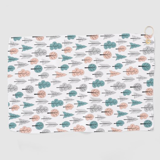 Cute Doodle Forest Pattern Golfhanddoek (Horizontaal)