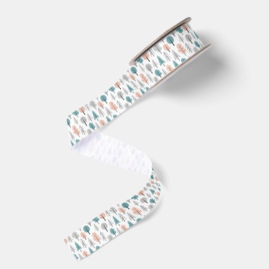 Cute Doodle Forest Pattern Grosgrain Lint (Achterkant)