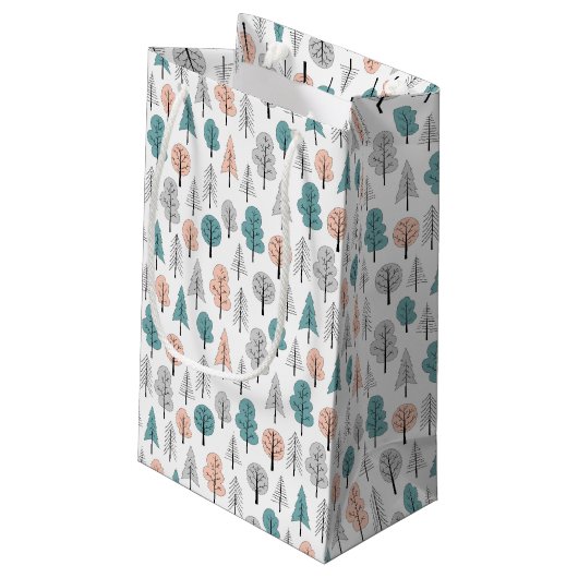 Cute Doodle Forest Pattern Klein Cadeauzakje (Achterkant Gekanteld)