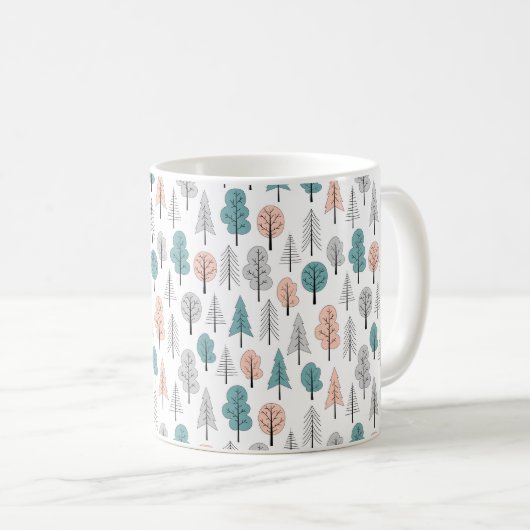 Cute Doodle Forest Pattern Koffiemok (Voorkant rechts)