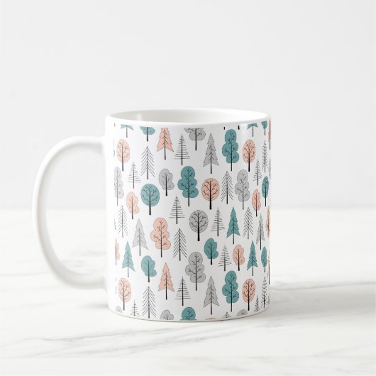 Cute Doodle Forest Pattern Koffiemok (Links)