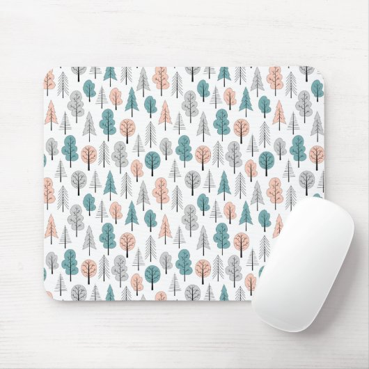 Cute Doodle Forest Pattern Muismat (Met muis)