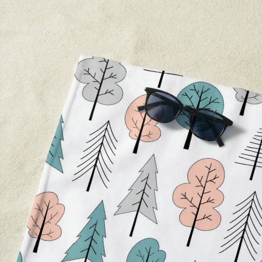 Cute Doodle Forest Pattern Strandlaken (In situ)