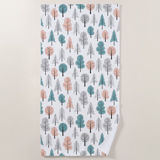 Cute Doodle Forest Pattern Strandlaken (Voorkant)