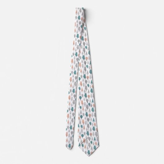 Cute Doodle Forest Pattern Stropdas (Achterkant)