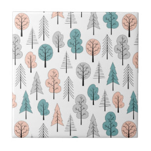 Cute Doodle Forest Pattern Tegeltje