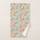 Cute Doodle Fox Forest Woodland Pattern Bad Handdoek (Handdoek)