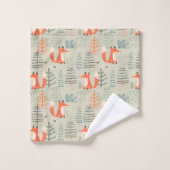 Cute Doodle Fox Forest Woodland Pattern Bad Handdoek (Wasdoekje)