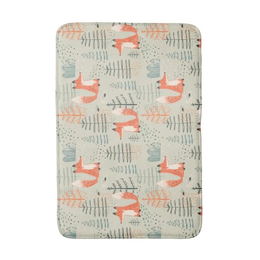 Cute Doodle Fox Forest Woodland Pattern Badmat (Voorkant Verticaal)