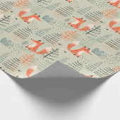 Cute Doodle Fox Forest Woodland Pattern Cadeaupapier (Hoek)