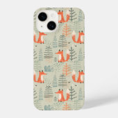 Cute Doodle Fox Forest Woodland Pattern iPhone Hoesje (Achterkant)