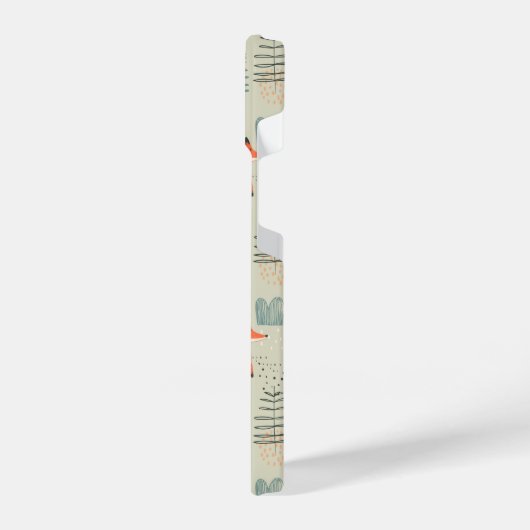 Cute Doodle Fox Forest Woodland Pattern iPhone Hoesje (Linkerkant)