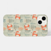 Cute Doodle Fox Forest Woodland Pattern iPhone Hoesje (Achterkant horizontaal)