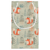 Cute Doodle Fox Forest Woodland Pattern Klein Cadeauzakje (Achterkant)