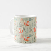 Cute Doodle Fox Forest Woodland Pattern Koffiemok (Voorkant links)
