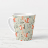 Cute Doodle Fox Forest Woodland Pattern Latte Mok (Linkerhoek)