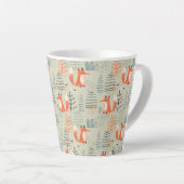 Cute Doodle Fox Forest Woodland Pattern Latte Mok (Rechterhoek)