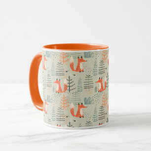 Cute Doodle Fox Forest Woodland Pattern Mok