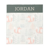Cute Doodle Fox Forest Woodland Pattern Notitieblok (Voorkant)