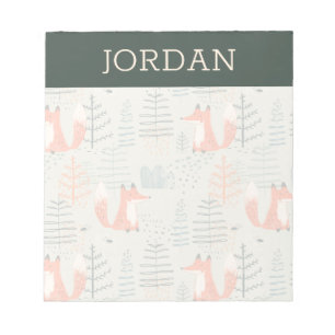 Cute Doodle Fox Forest Woodland Pattern Notitieblok