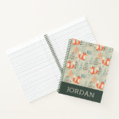 Cute Doodle Fox Forest Woodland Pattern Notitieboek (Binnen)
