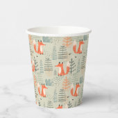 Cute Doodle Fox Forest Woodland Pattern Papieren Bekers (Links)