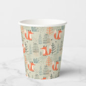 Cute Doodle Fox Forest Woodland Pattern Papieren Bekers (Voorkant)