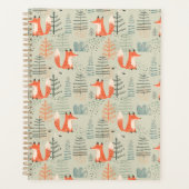 Cute Doodle Fox Forest Woodland Pattern Planner (Voorkant)
