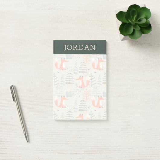 Cute Doodle Fox Forest Woodland Pattern Post-it® Notes (Kantoor)