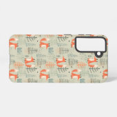 Cute Doodle Fox Forest Woodland Pattern Samsung Galaxy Hoesje (Achterkant horizontaal)