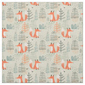 Cute Doodle Fox Forest Woodland Pattern Stof (Swatch)