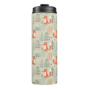 Cute Doodle Fox Forest Woodland Pattern Thermosbeker