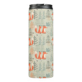 Cute Doodle Fox Forest Woodland Pattern Thermosbeker (Achterkant)