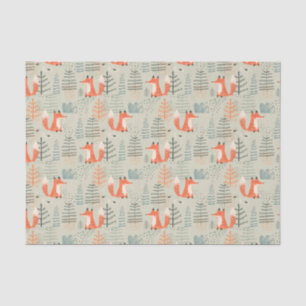 Cute Doodle Fox Forest Woodland Pattern Tissuepapier