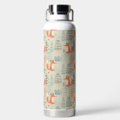 Cute Doodle Fox Forest Woodland Pattern Waterfles (Achterkant)