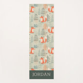 Cute Doodle Fox Forest Woodland Pattern Yogamat (Voorkant)