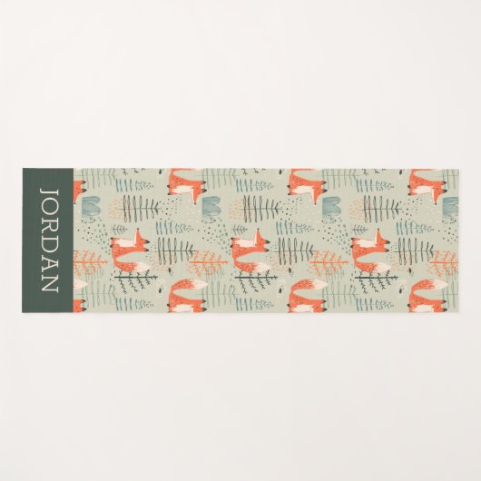 Cute Doodle Fox Forest Woodland Pattern Yogamat (Voorkant (horizontaal))