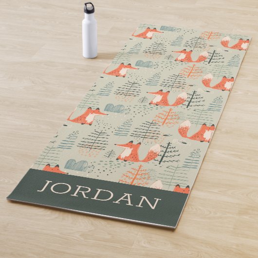 Cute Doodle Fox Forest Woodland Pattern Yogamat (In situ)