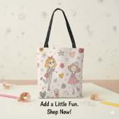 Cute Doodle Girls Full-Print Tote Bag