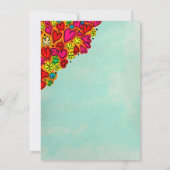 Cute Doodle Harten en Bloemen Bruiloft Kaart (Achterkant)