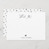 Cute Doodle Heart Pattern Dank u Manuscript Notitiekaartje (Voorkant / Achterkant)