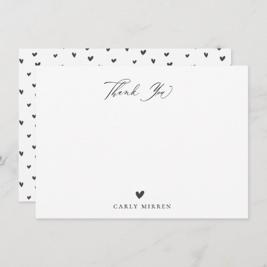 Cute Doodle Heart Pattern Dank u Manuscript Notitiekaartje (Voorkant / Achterkant)