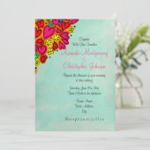 Cute Doodle Hearts and Flowers Wedding Kaart (Staand voorkant)