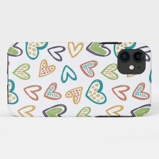 Cute Doodle Hearts | Colorful Custom iPhone case (Achterkant (horizontaal))