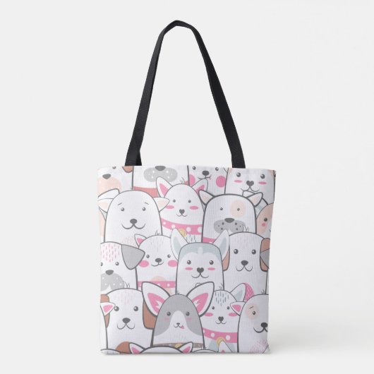 Cute Doodle-honden Tote Bag (Achterkant)